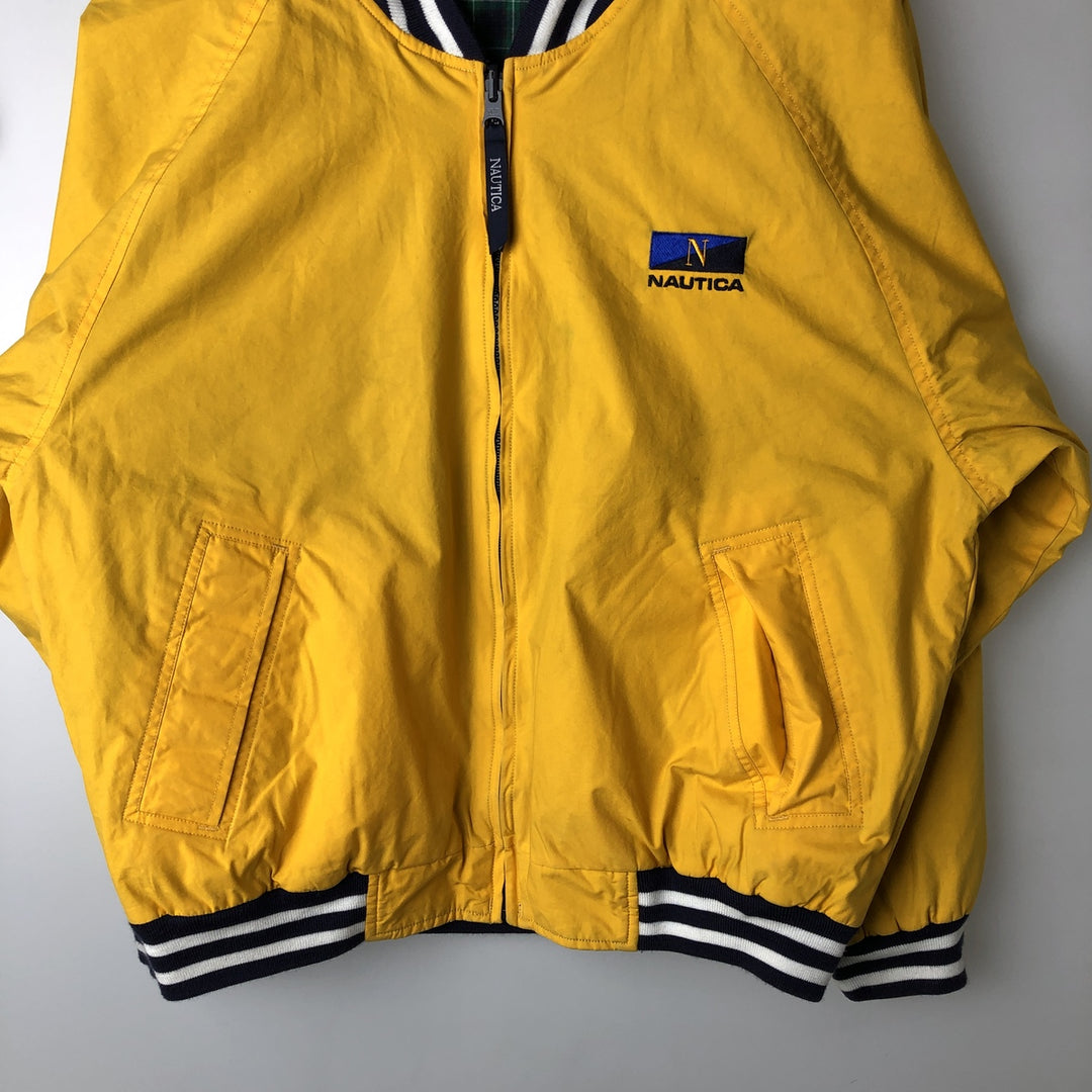Vintage 90'S Nautica Check Pattern Reversible Cotton Blouson, Men's Size Small cotton yellow type Vintage Second Hand