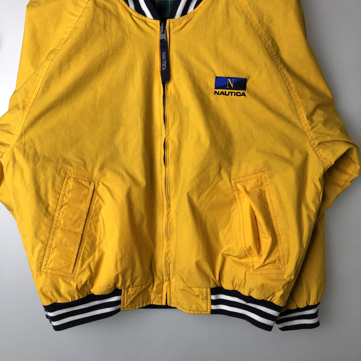 Vintage 90'S Nautica Check Pattern Reversible Cotton Blouson, Men's Size Small cotton yellow type Vintage Second Hand