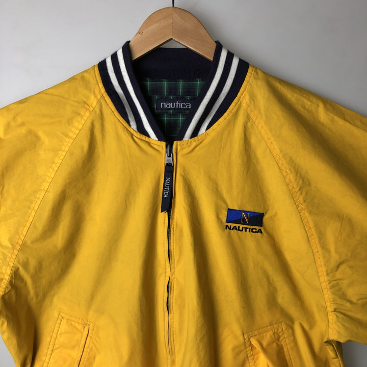 Vintage 90'S Nautica Check Pattern Reversible Cotton Blouson, Men's Size Small cotton yellow type Vintage Second Hand