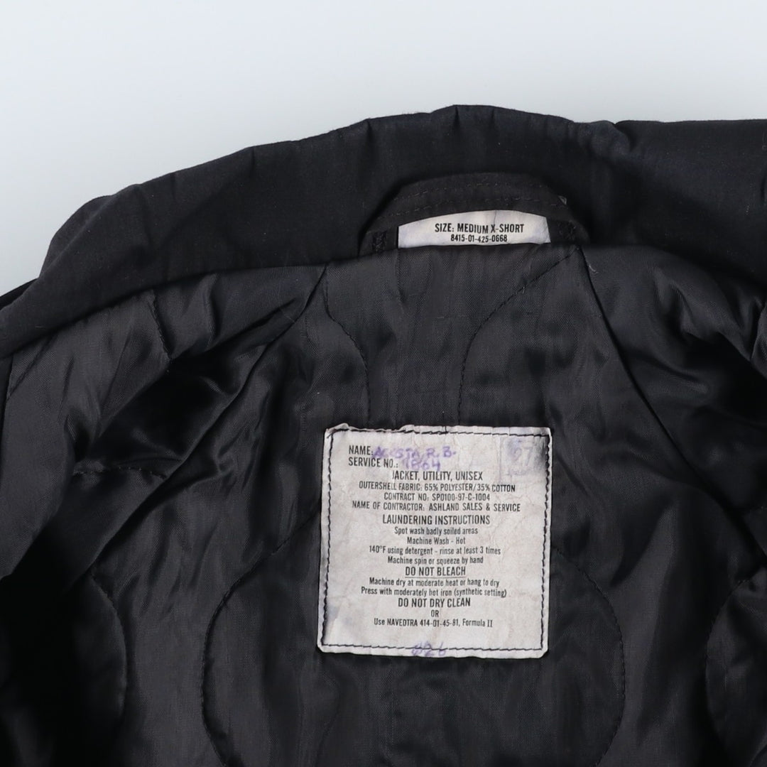 90'S US Navy Military Utility Jacket, Made in USA, Medium X-Short, Men's Size M, Vintage polyester black type Vintage Second Hand