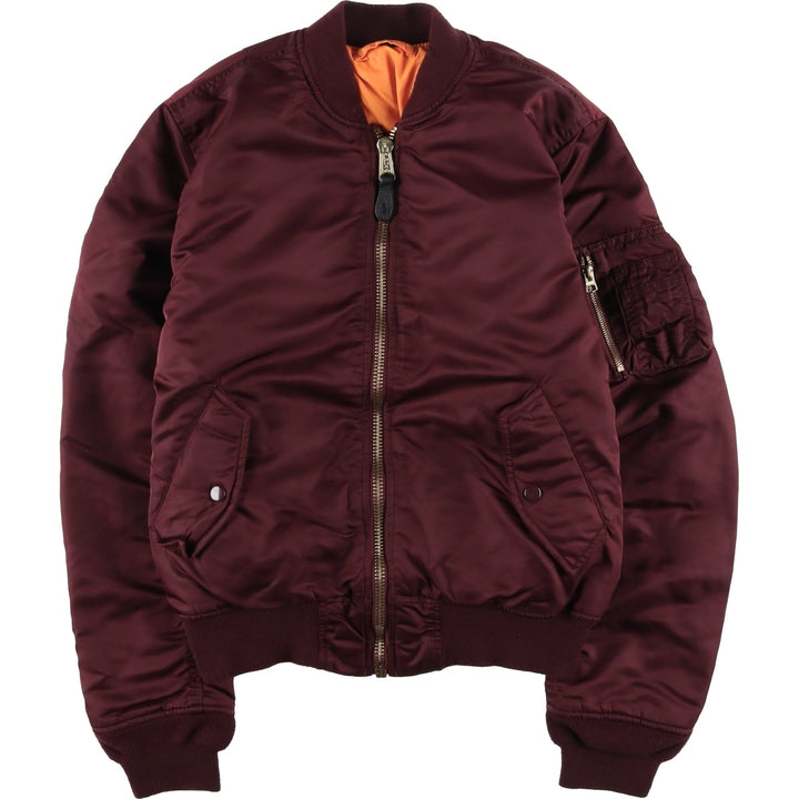 Civilian Alpha MA-1 Type Military Flight Jacket Men's M Size Nylon burgundy type Vintage Second Hand