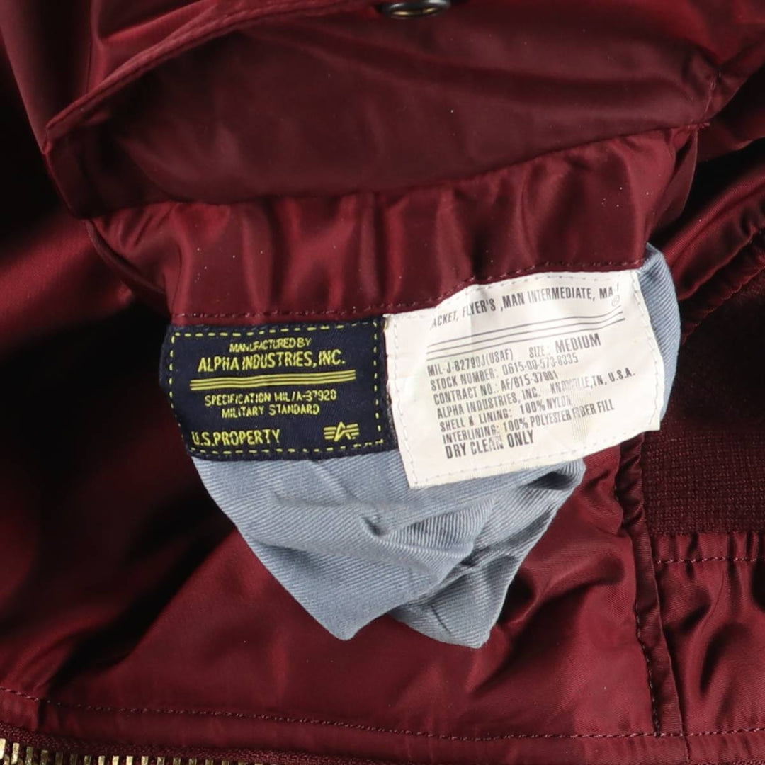 Civilian Alpha MA-1 Type Military Flight Jacket Men's M Size Nylon burgundy type Vintage Second Hand