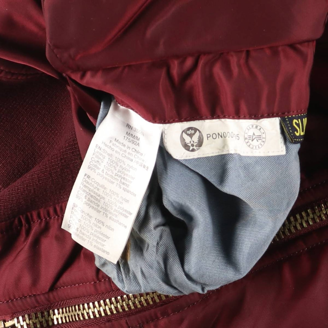 Civilian Alpha MA-1 Type Military Flight Jacket Men's M Size Nylon burgundy type Vintage Second Hand