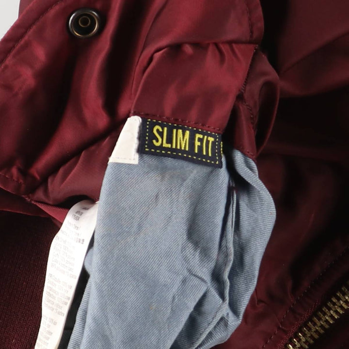 Civilian Alpha MA-1 Type Military Flight Jacket Men's M Size Nylon burgundy type Vintage Second Hand