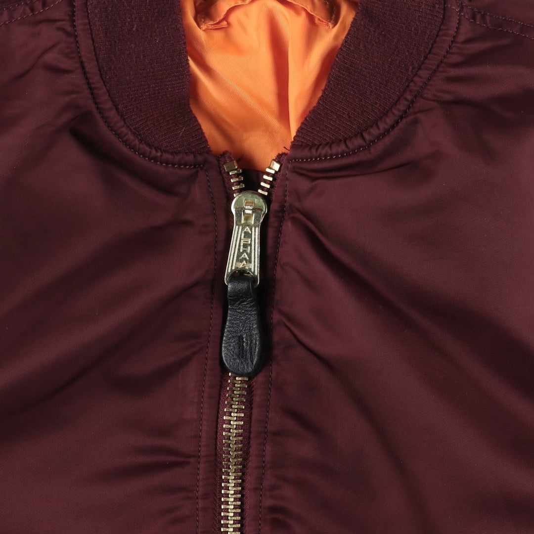 Civilian Alpha MA-1 Type Military Flight Jacket Men's M Size Nylon burgundy type Vintage Second Hand