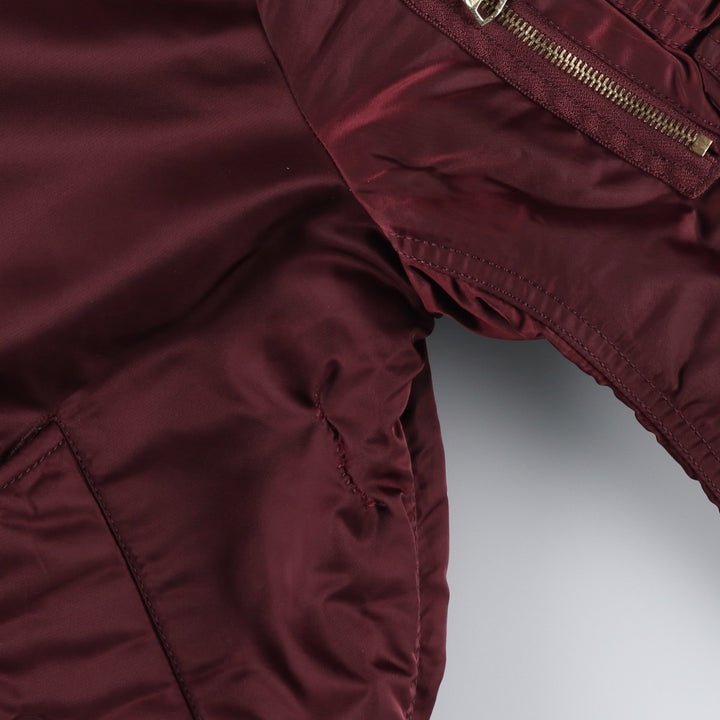 Civilian Alpha MA-1 Type Military Flight Jacket Men's M Size Nylon burgundy type Vintage Second Hand