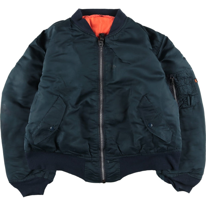 90'S civilian Alpha MA-1 style padded military flight jacket, made in the USA, men's size XL, vintage Nylon blue type Vintage Second Hand