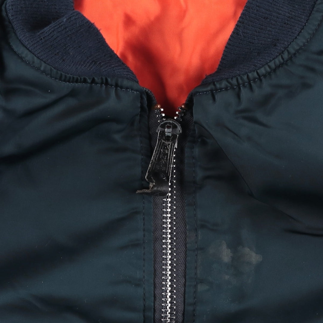 90'S civilian Alpha MA-1 style padded military flight jacket, made in the USA, men's size XL, vintage Nylon blue type Vintage Second Hand