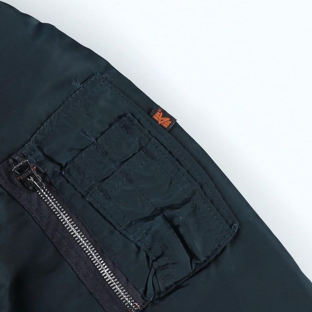 90'S civilian Alpha MA-1 style padded military flight jacket, made in the USA, men's size XL, vintage Nylon blue type Vintage Second Hand