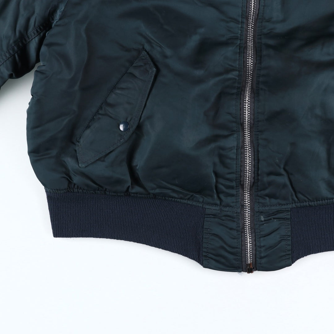 90'S civilian Alpha MA-1 style padded military flight jacket, made in the USA, men's size XL, vintage Nylon blue type Vintage Second Hand