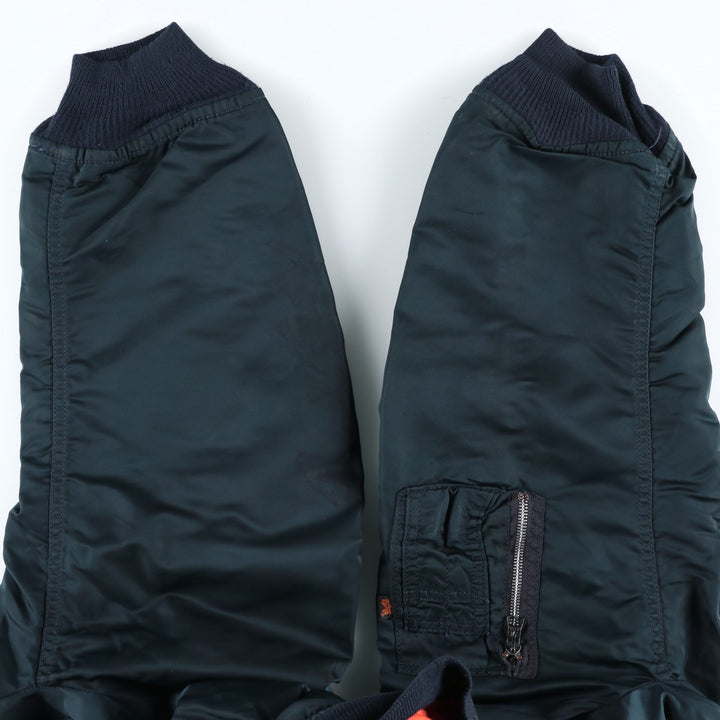 90'S civilian Alpha MA-1 style padded military flight jacket, made in the USA, men's size XL, vintage Nylon blue type Vintage Second Hand