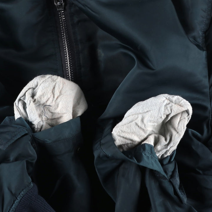 90'S civilian Alpha MA-1 style padded military flight jacket, made in the USA, men's size XL, vintage Nylon blue type Vintage Second Hand