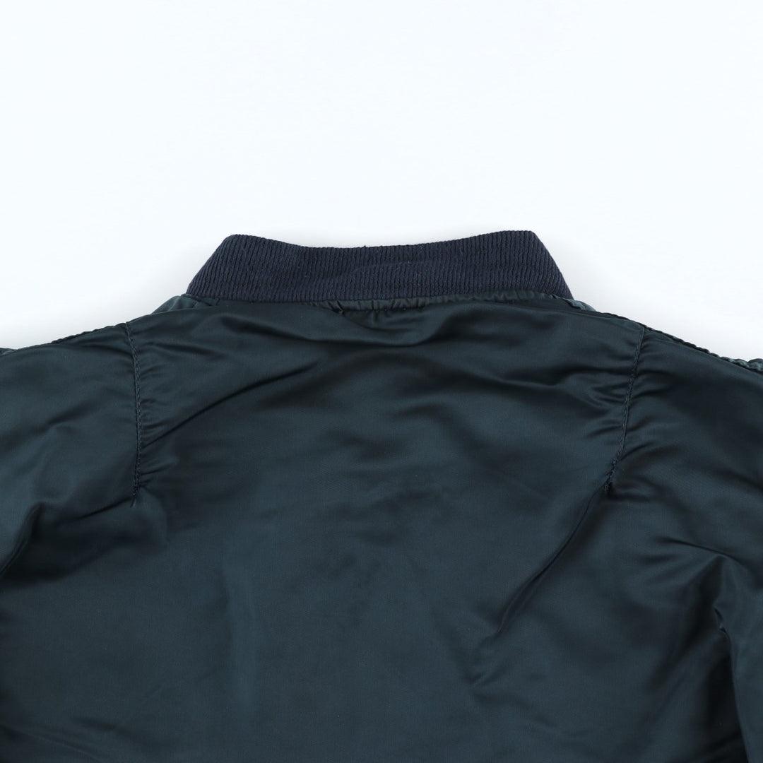 90'S civilian Alpha MA-1 style padded military flight jacket, made in the USA, men's size XL, vintage Nylon blue type Vintage Second Hand