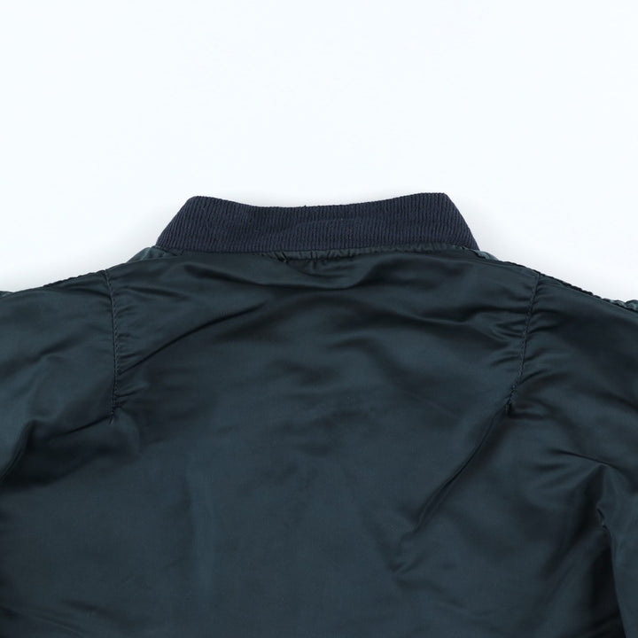 90'S civilian Alpha MA-1 style padded military flight jacket, made in the USA, men's size XL, vintage Nylon blue type Vintage Second Hand