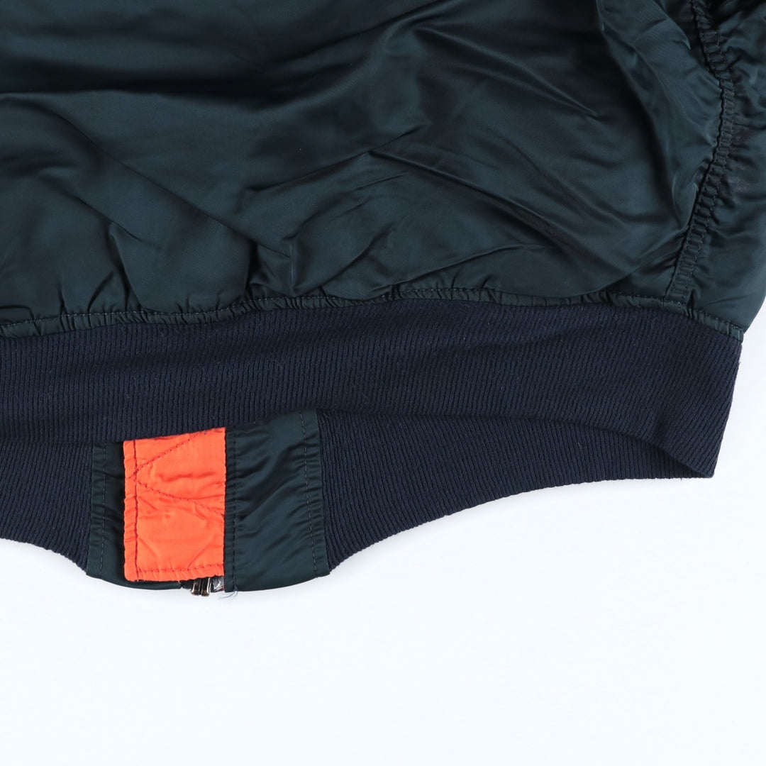 90'S civilian Alpha MA-1 style padded military flight jacket, made in the USA, men's size XL, vintage Nylon blue type Vintage Second Hand