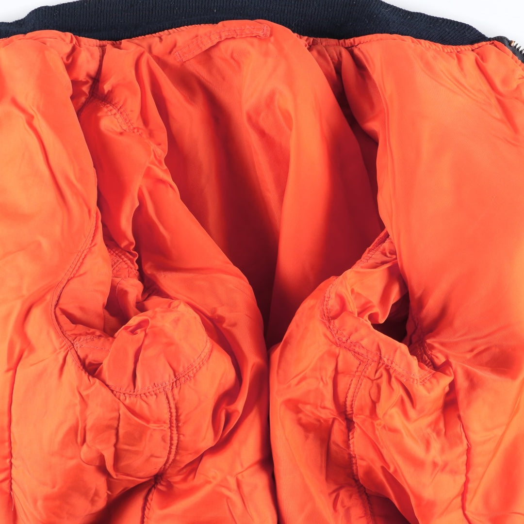 90'S civilian Alpha MA-1 style padded military flight jacket, made in the USA, men's size XL, vintage Nylon blue type Vintage Second Hand