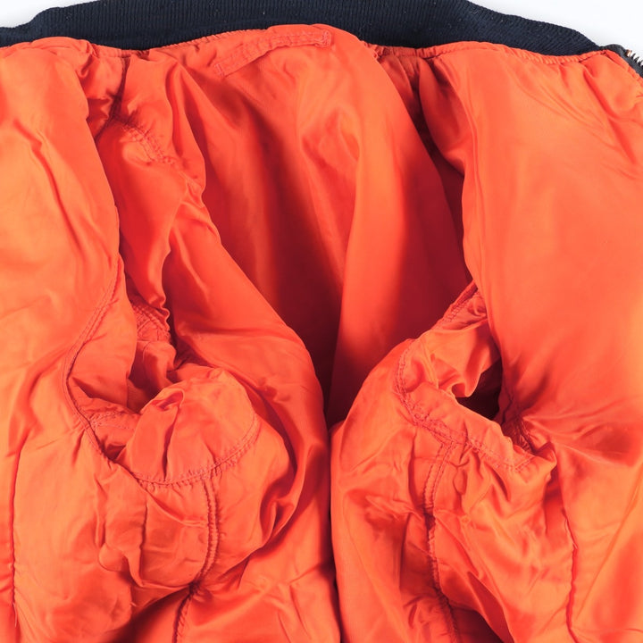 90'S civilian Alpha MA-1 style padded military flight jacket, made in the USA, men's size XL, vintage Nylon blue type Vintage Second Hand