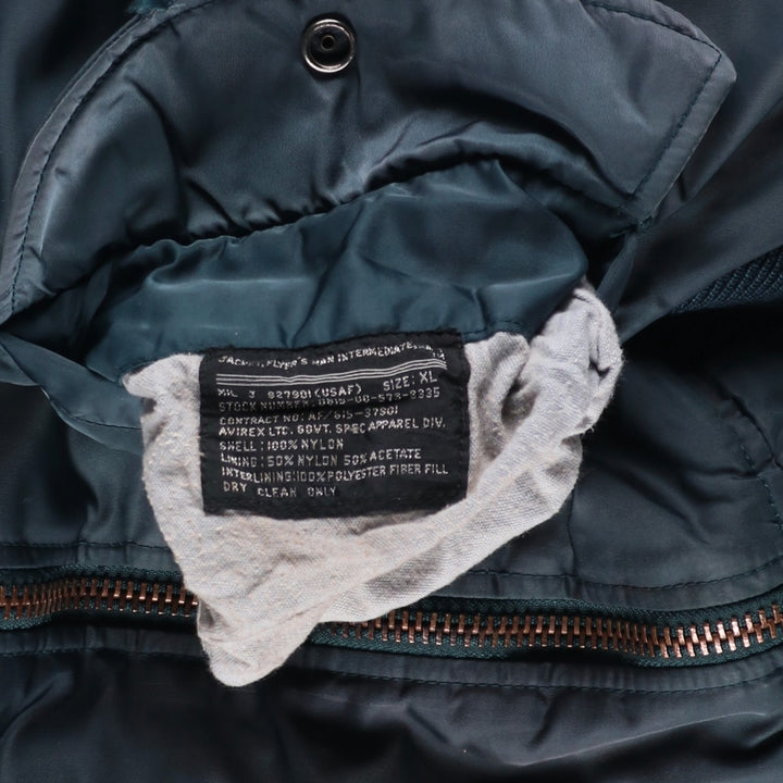 Avirex MA-1 style padded military flight jacket, men's size XL Nylon navy blue type Vintage Second Hand