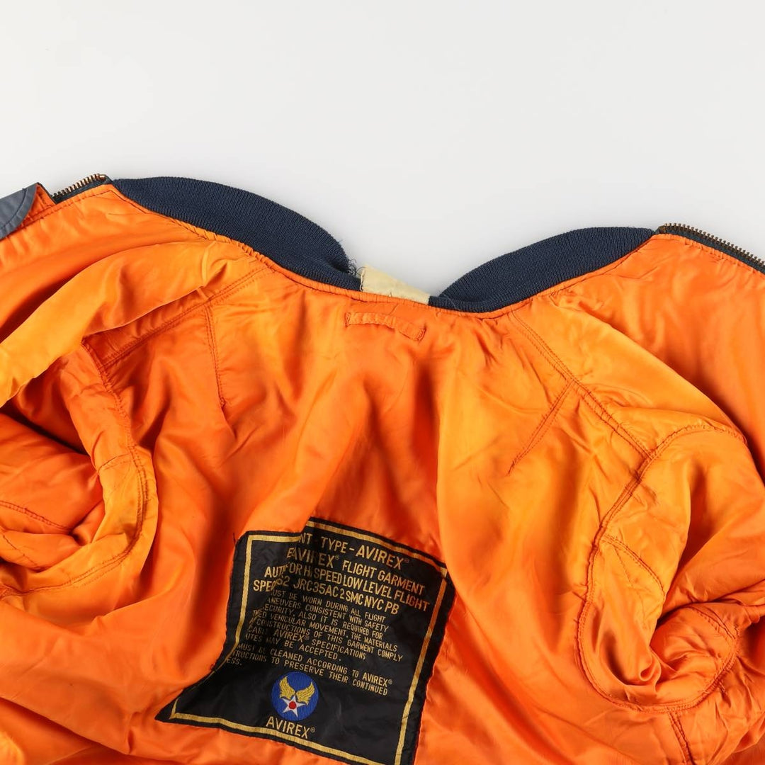 Avirex MA-1 style padded military flight jacket, men's size XL Nylon navy blue type Vintage Second Hand