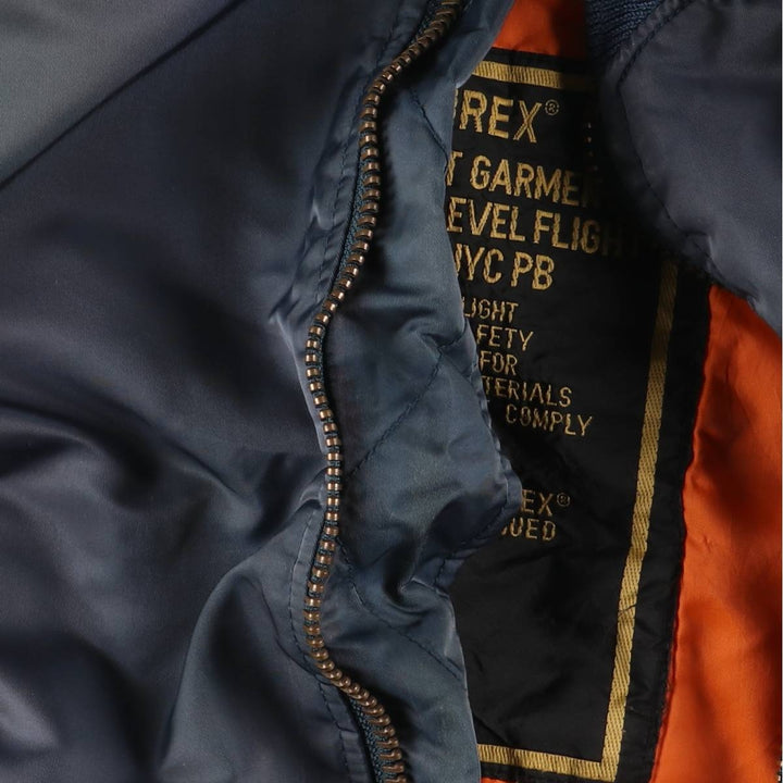 Avirex MA-1 style padded military flight jacket, men's size XL Nylon navy blue type Vintage Second Hand