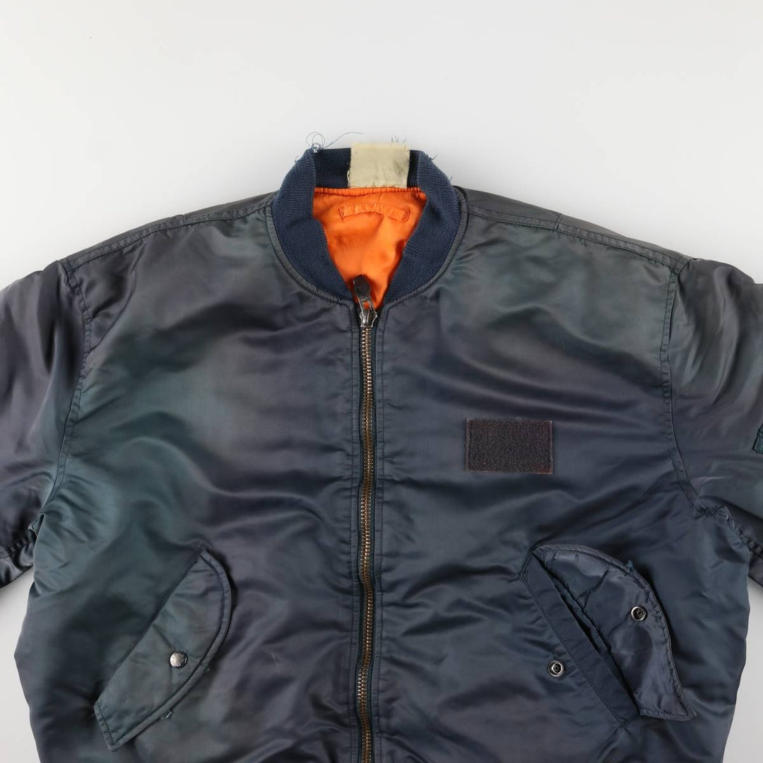Avirex MA-1 style padded military flight jacket, men's size XL Nylon navy blue type Vintage Second Hand