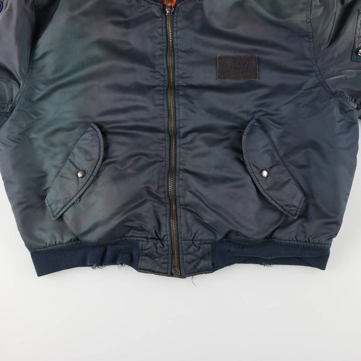 Avirex MA-1 style padded military flight jacket, men's size XL Nylon navy blue type Vintage Second Hand