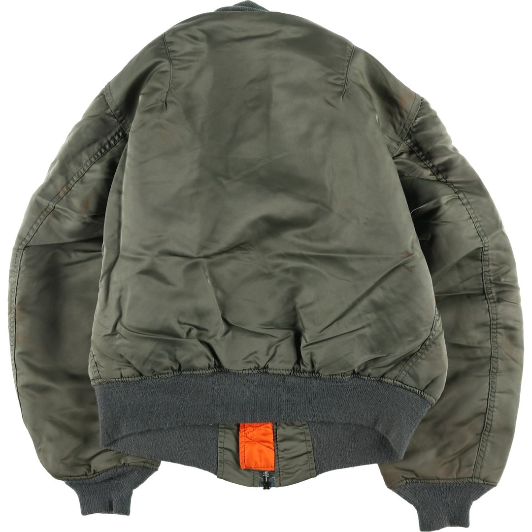 90'S civilian Alpha MA-1 style padded military flight jacket, made in the USA, men's size M, vintage Nylon Khaki type Vintage Second Hand