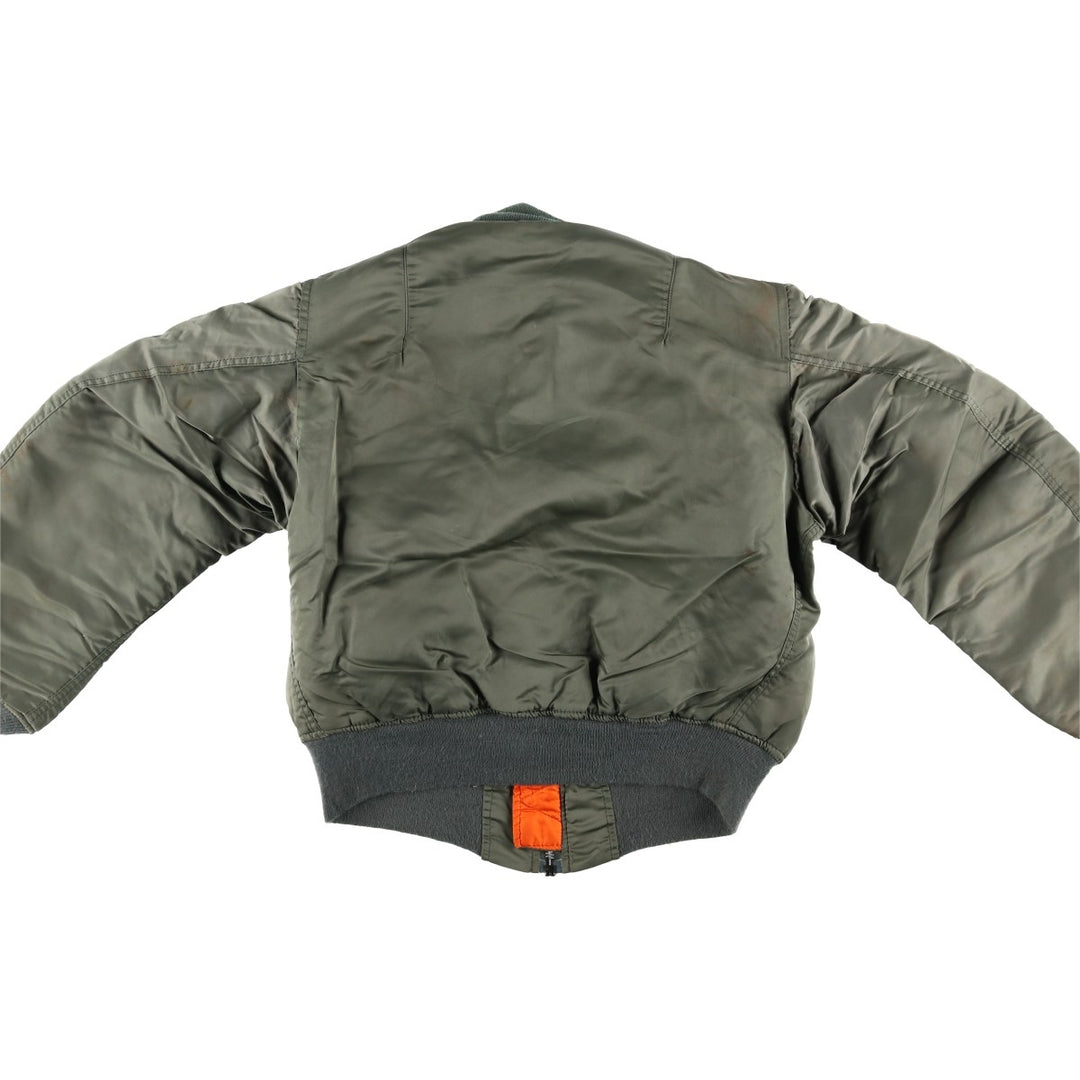 90'S civilian Alpha MA-1 style padded military flight jacket, made in the USA, men's size M, vintage Nylon Khaki type Vintage Second Hand