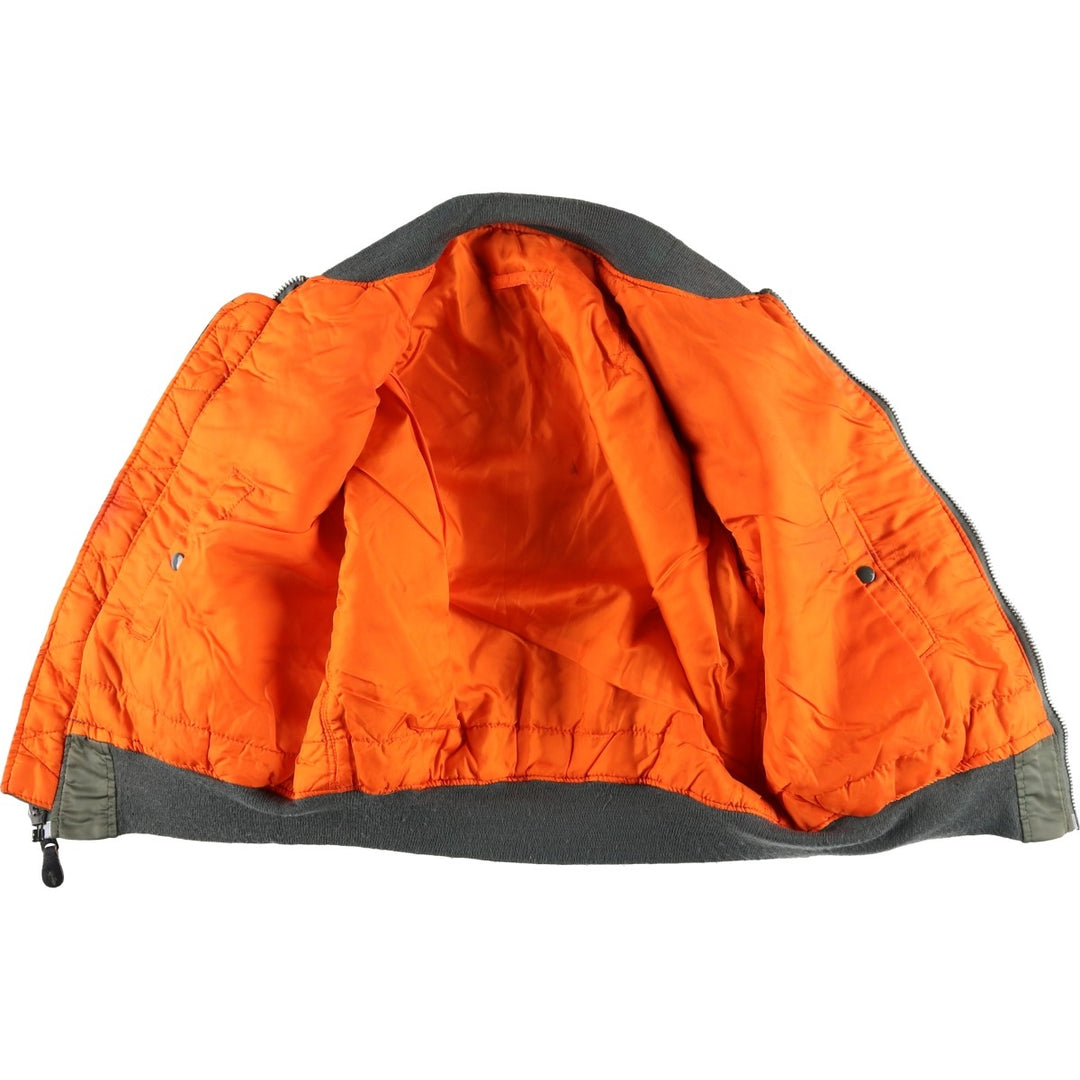 90'S civilian Alpha MA-1 style padded military flight jacket, made in the USA, men's size M, vintage Nylon Khaki type Vintage Second Hand