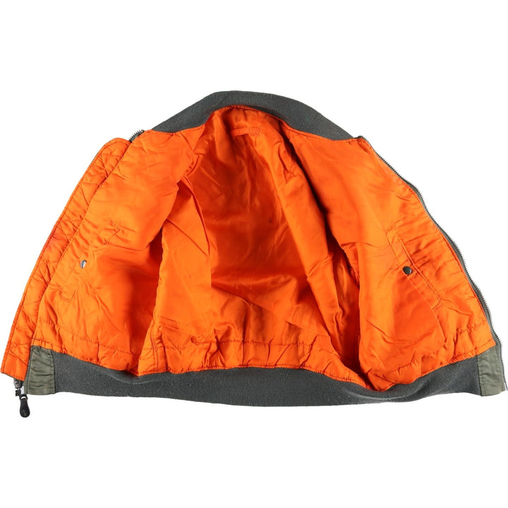 90'S civilian Alpha MA-1 style padded military flight jacket, made in the USA, men's size M, vintage Nylon Khaki type Vintage Second Hand