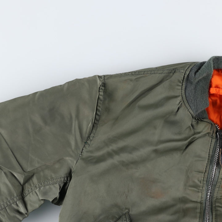 90'S civilian Alpha MA-1 style padded military flight jacket, made in the USA, men's size M, vintage Nylon Khaki type Vintage Second Hand