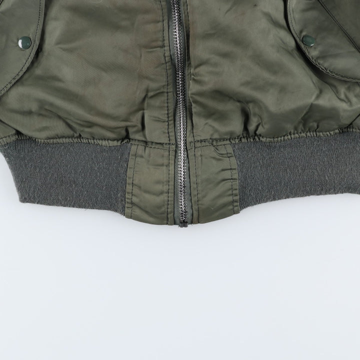 90'S civilian Alpha MA-1 style padded military flight jacket, made in the USA, men's size M, vintage Nylon Khaki type Vintage Second Hand