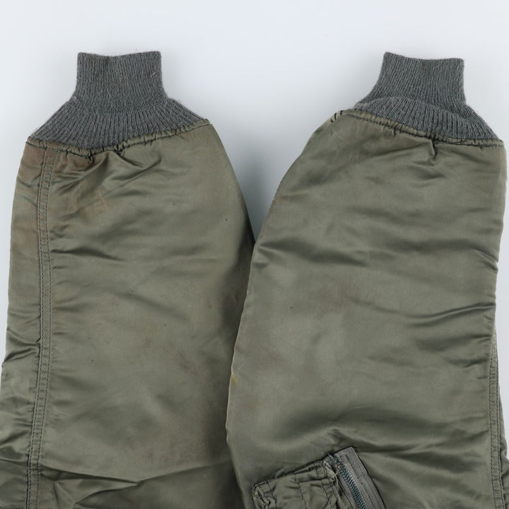 90'S civilian Alpha MA-1 style padded military flight jacket, made in the USA, men's size M, vintage Nylon Khaki type Vintage Second Hand