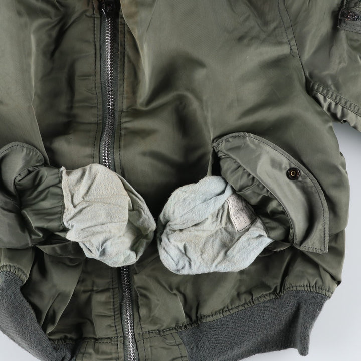 90'S civilian Alpha MA-1 style padded military flight jacket, made in the USA, men's size M, vintage Nylon Khaki type Vintage Second Hand