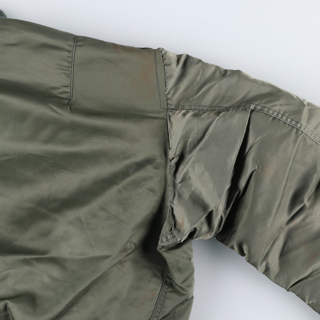 90'S civilian Alpha MA-1 style padded military flight jacket, made in the USA, men's size M, vintage Nylon Khaki type Vintage Second Hand
