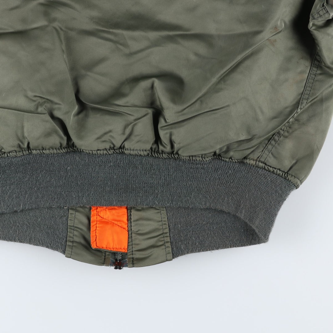 90'S civilian Alpha MA-1 style padded military flight jacket, made in the USA, men's size M, vintage Nylon Khaki type Vintage Second Hand