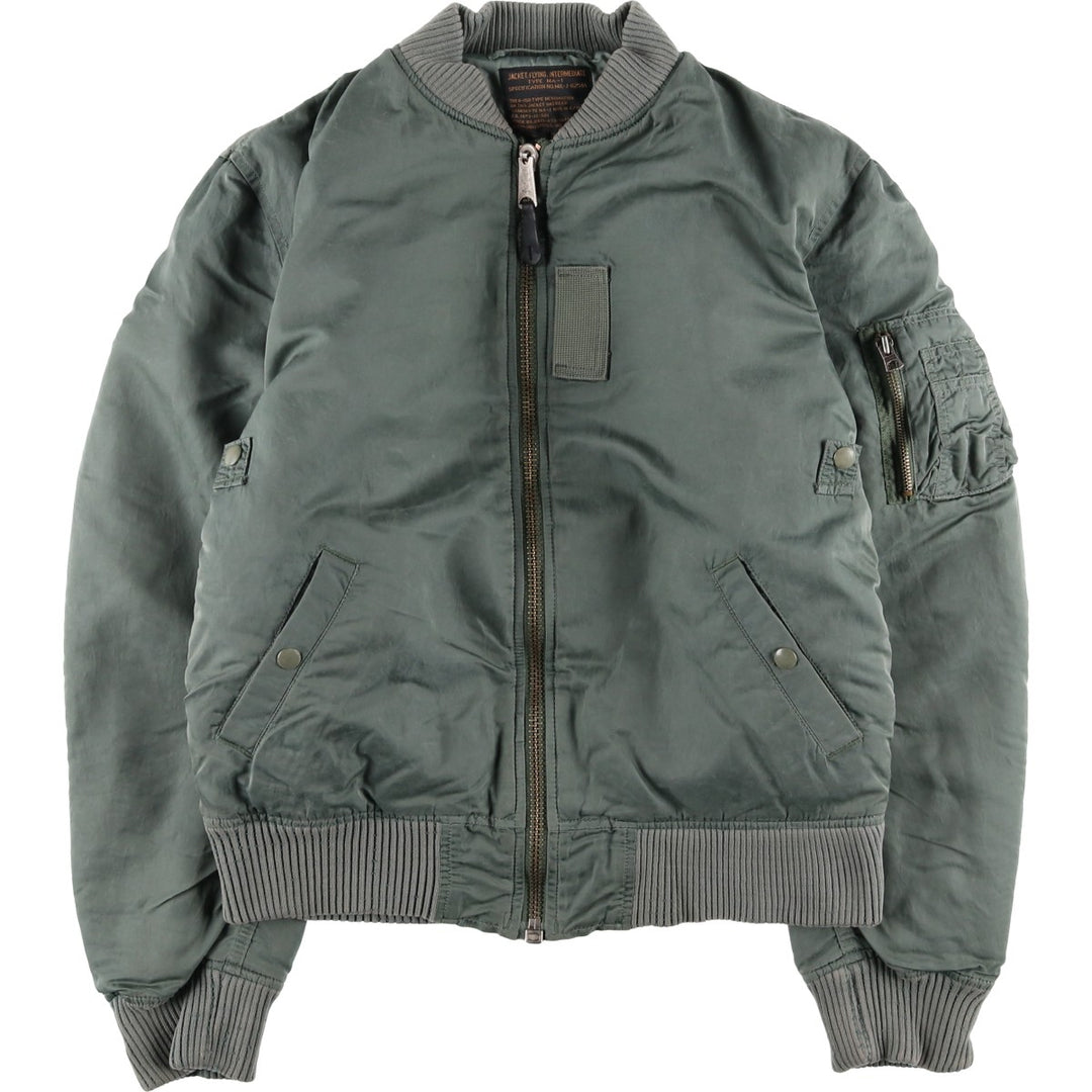 Civilian Alpha MA-1 Military Flight Jacket, Medium, Men's Size M, Vintage Nylon Khaki type Vintage Second Hand