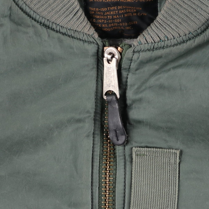 Civilian Alpha MA-1 Military Flight Jacket, Medium, Men's Size M, Vintage Nylon Khaki type Vintage Second Hand