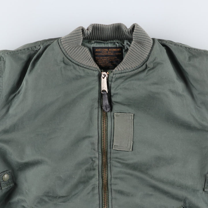 Civilian Alpha MA-1 Military Flight Jacket, Medium, Men's Size M, Vintage Nylon Khaki type Vintage Second Hand