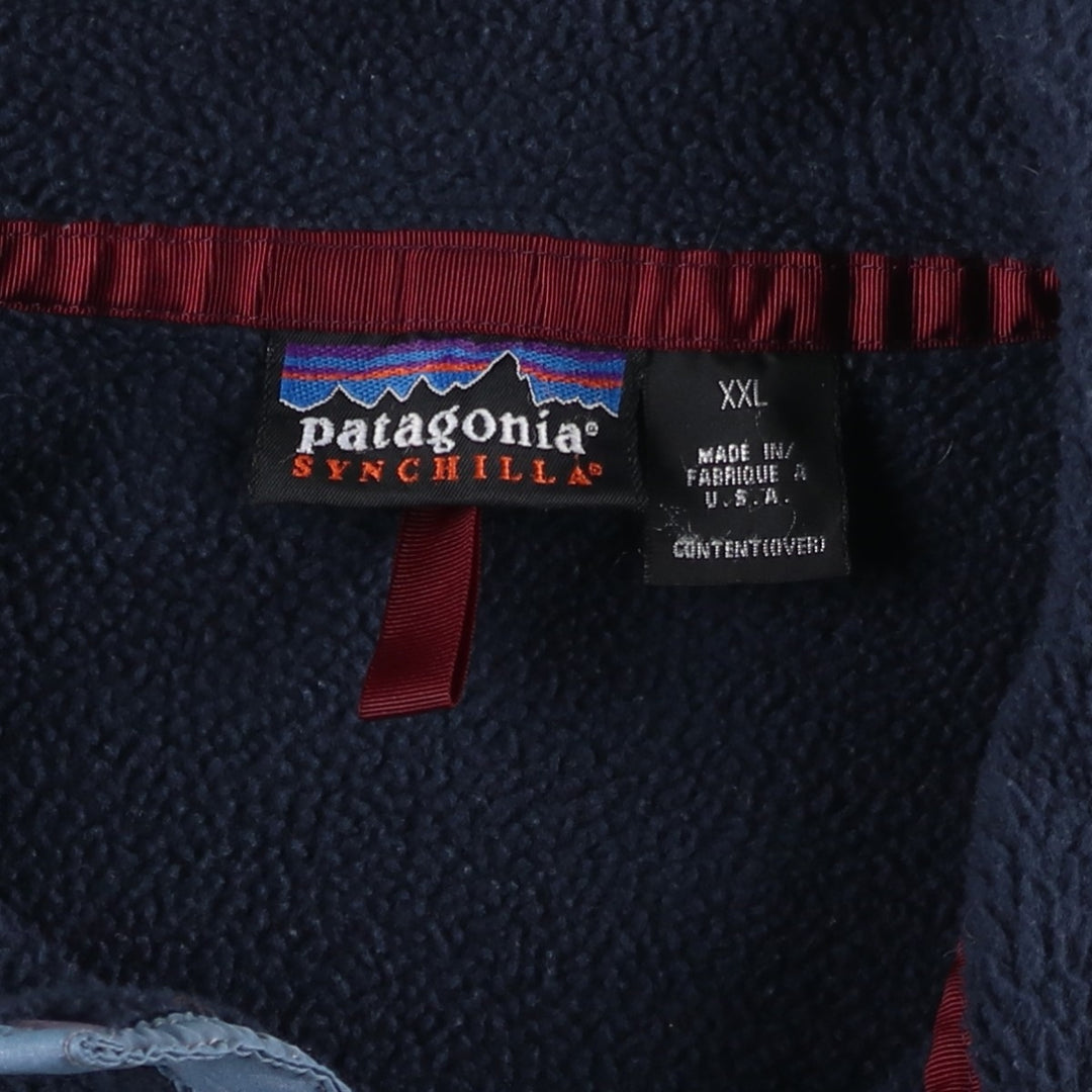 2000'S Patagonia Synchilla Snap-T 25450FA01 Half-Snap Fleece Pullover, Made in USA, Men's XXL polyester navy blue type Vintage Second Hand