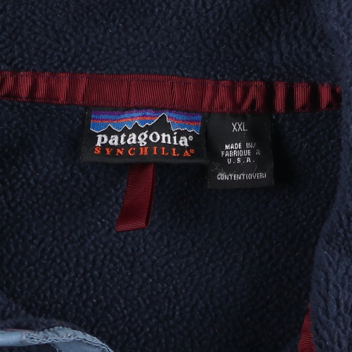 2000'S Patagonia Synchilla Snap-T 25450FA01 Half-Snap Fleece Pullover, Made in USA, Men's XXL polyester navy blue type Vintage Second Hand