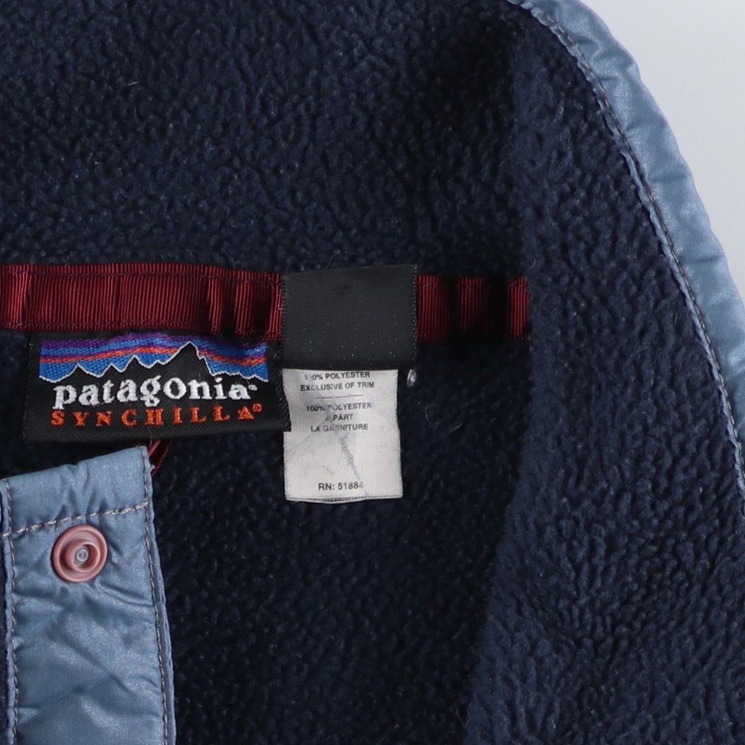 2000'S Patagonia Synchilla Snap-T 25450FA01 Half-Snap Fleece Pullover, Made in USA, Men's XXL polyester navy blue type Vintage Second Hand