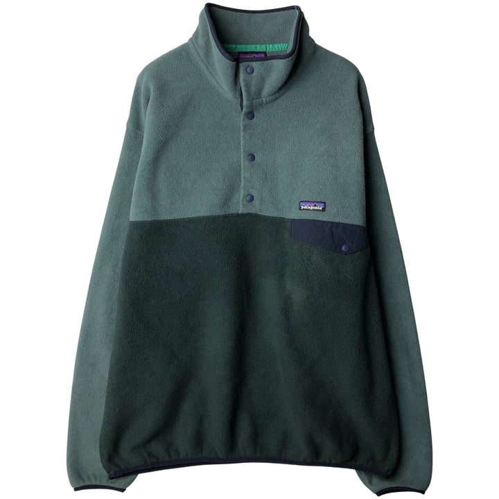 Patagonia Synchilla Snap-T 25580FA16 Half-Snap Fleece Pullover, Men's XL polyester green type Vintage Second Hand
