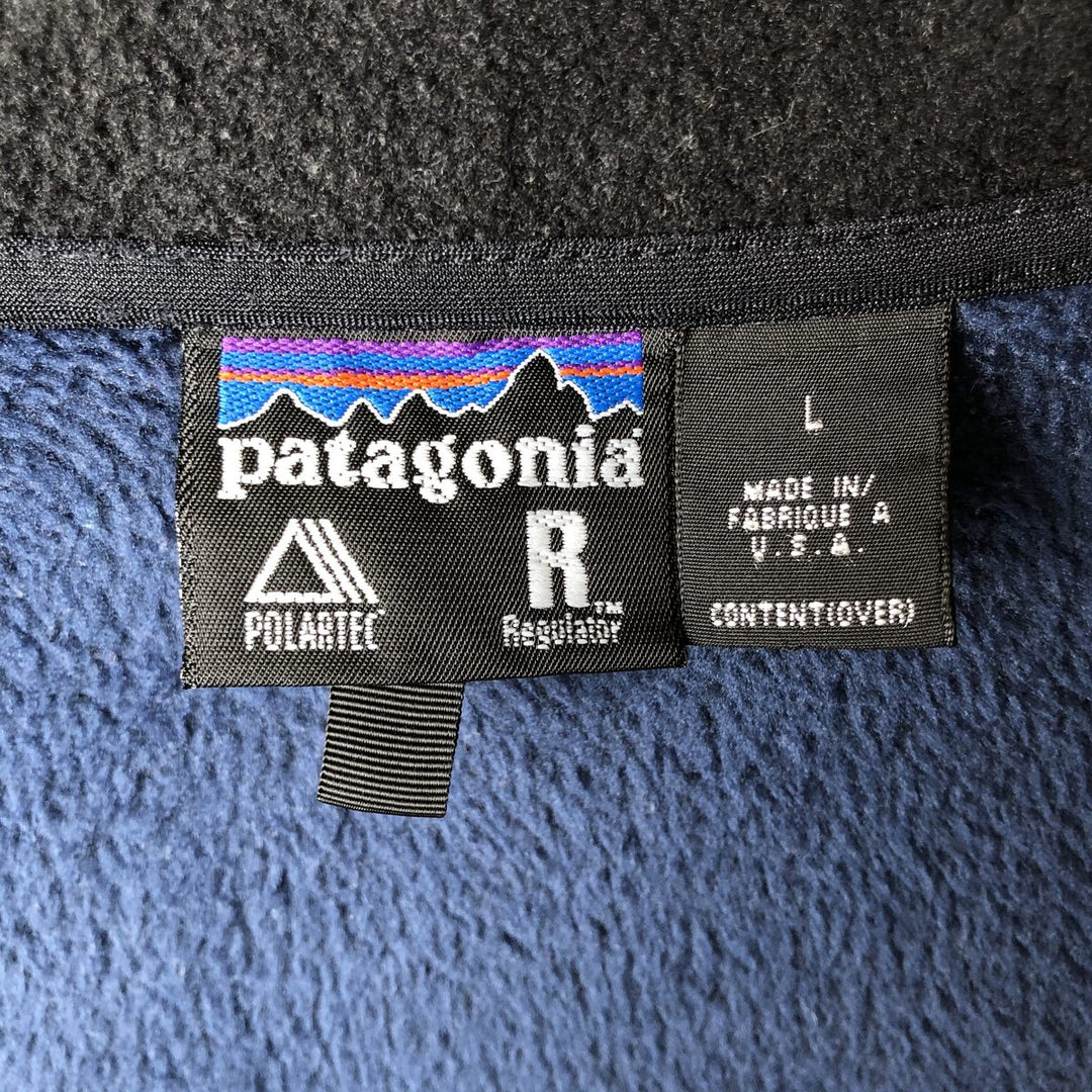 1990'S Patagonia Regulator R2 Fleece Jacket (10622FA99), Made in USA, Men's Size L, Vintage polyester navy blue type Vintage Second Hand