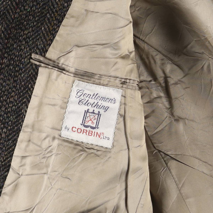 Corbin Herringbone Tailored Jacket, Made in USA, Men's Size Medium unclear brown type Vintage Second Hand