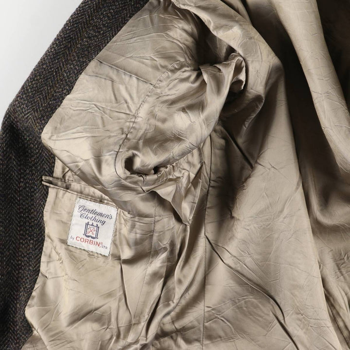 Corbin Herringbone Tailored Jacket, Made in USA, Men's Size Medium unclear brown type Vintage Second Hand