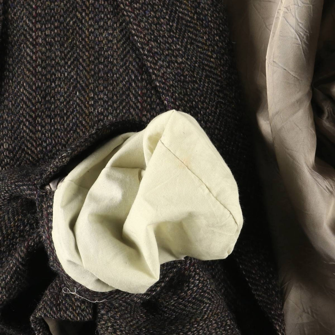 Corbin Herringbone Tailored Jacket, Made in USA, Men's Size Medium unclear brown type Vintage Second Hand
