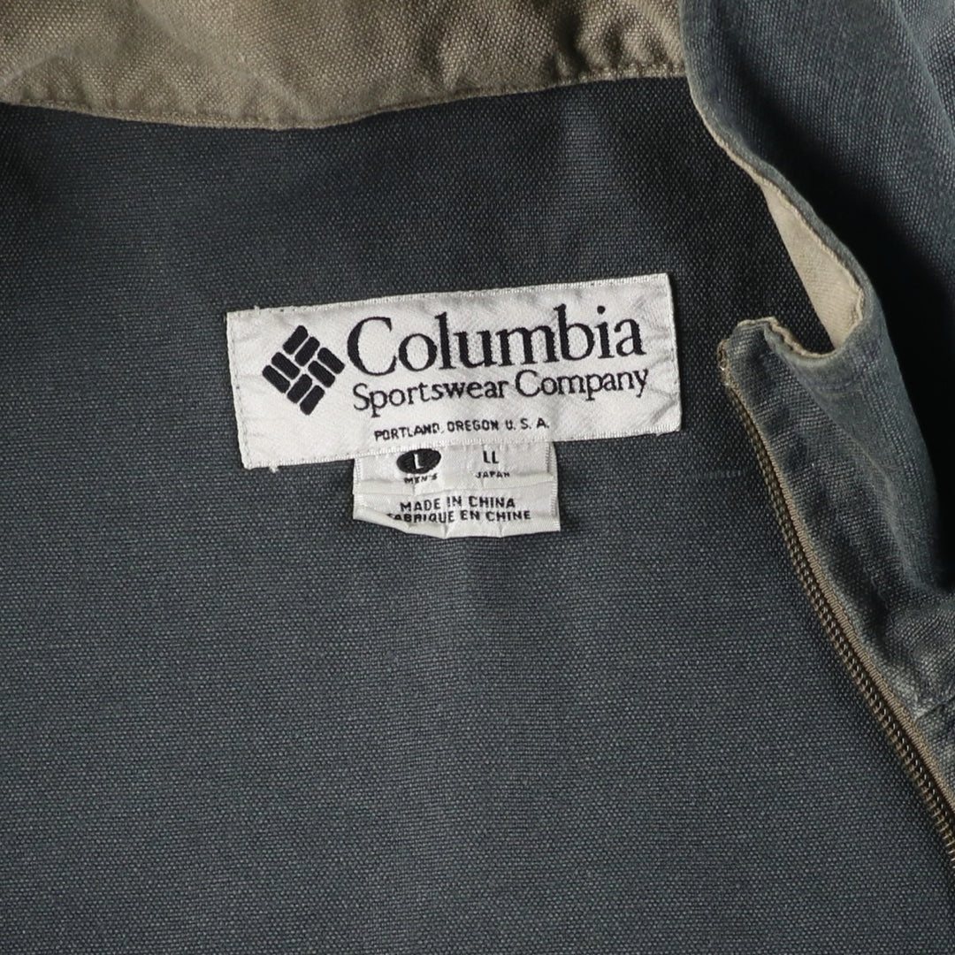 90s-00'S Vintage Columbia Duck Hunting Jacket, Men's Size L cotton Khaki type sage green Vintage Second Hand