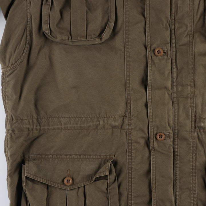 90s-00'S LLBean Vintage Military Jacket, Men's Size L cotton Khaki type Vintage Second Hand