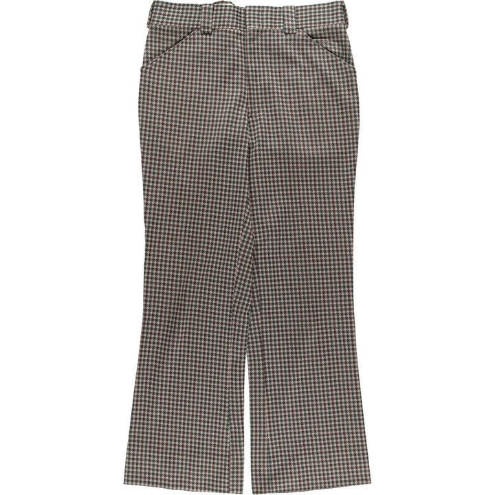 Vintage 60s-70'S Check Pattern Gingham Check Flare Pants, Men's Size W31 unclear Beige type Vintage Second Hand